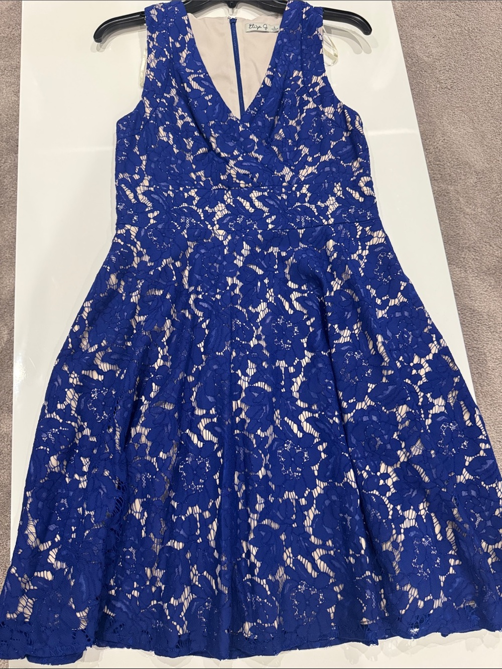 Eliza J Royal Blue Lace Fit & Flare Dress